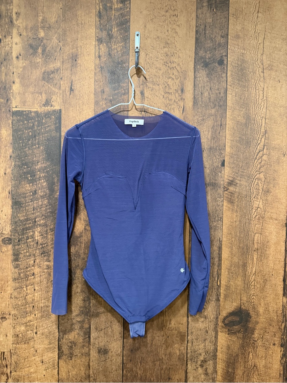 Popilush Sheer Mesh Long Sleeve Bodysuit small EUC